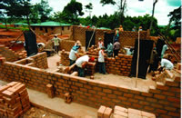 Photo of volunteers building